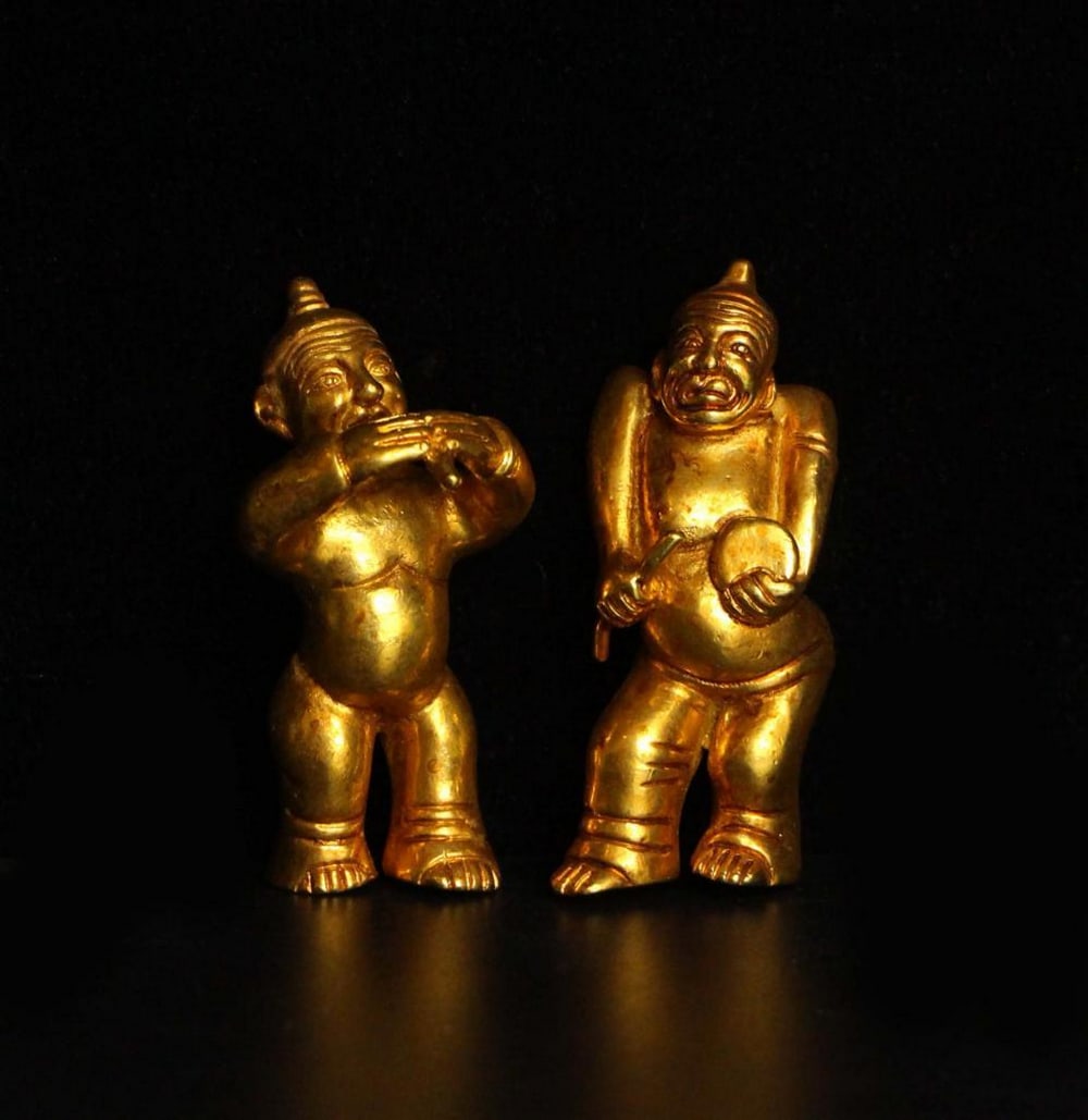 Old Gilt Leren Figures Set - 3