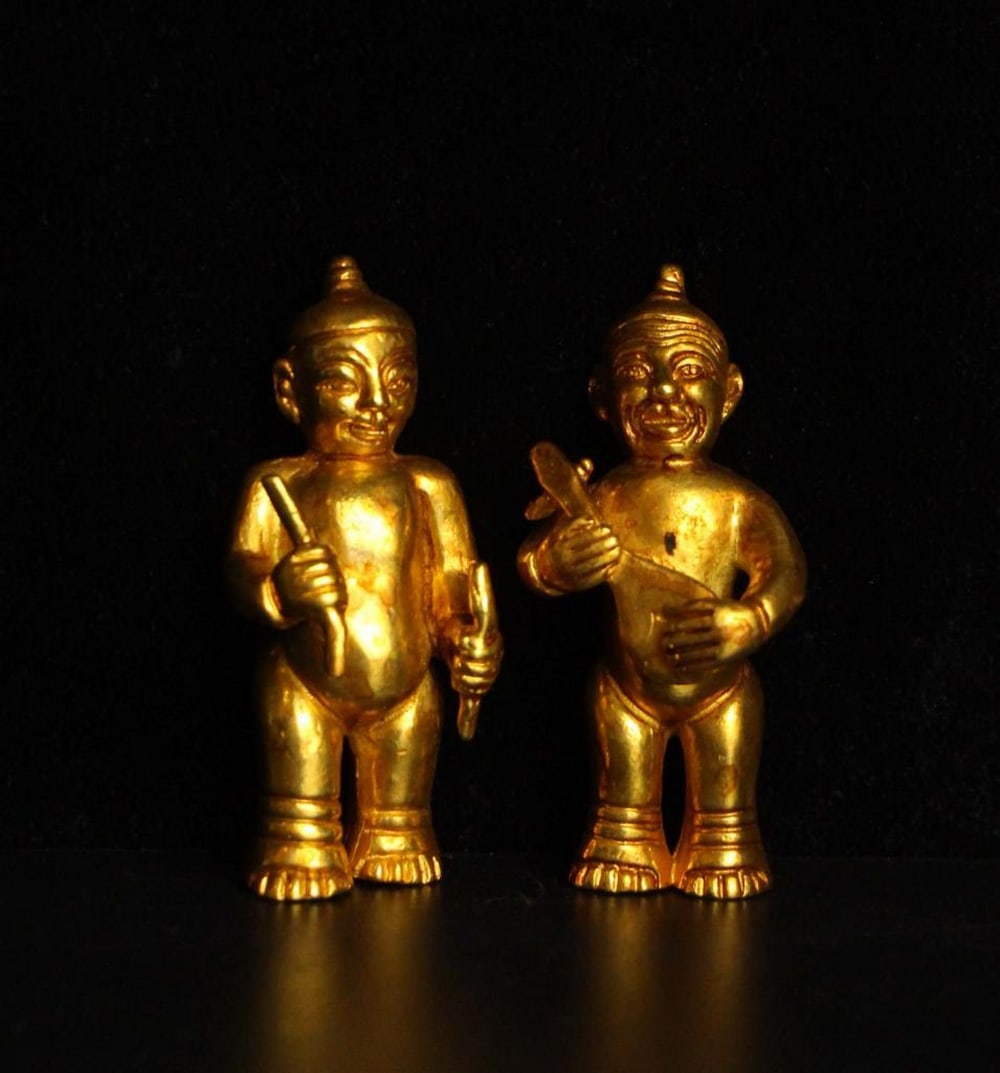 Old Gilt Leren Figures Set - 4