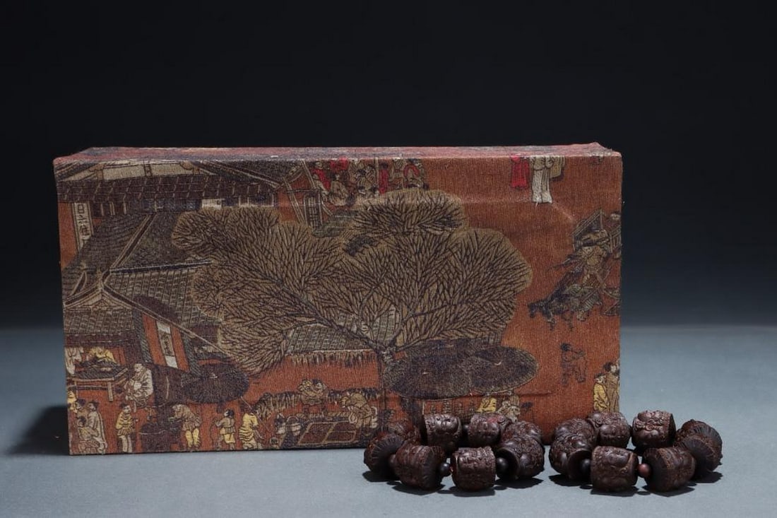 Inspired Palace Antique Agarwood Three-Sided Guanyin Bracelet: Inspired Palace Antique Agarwood Three-Sided Guanyin Bracelet A rare bracelet inspired from the old palace agarwood collection, featuring uniquely shaped three-sided beads and a finely carved Guanyin 