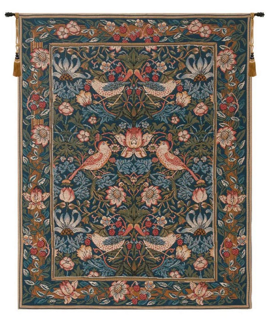Thieving Thrushes: Birds Face to Face French Wall Tapestry (1 of 2)