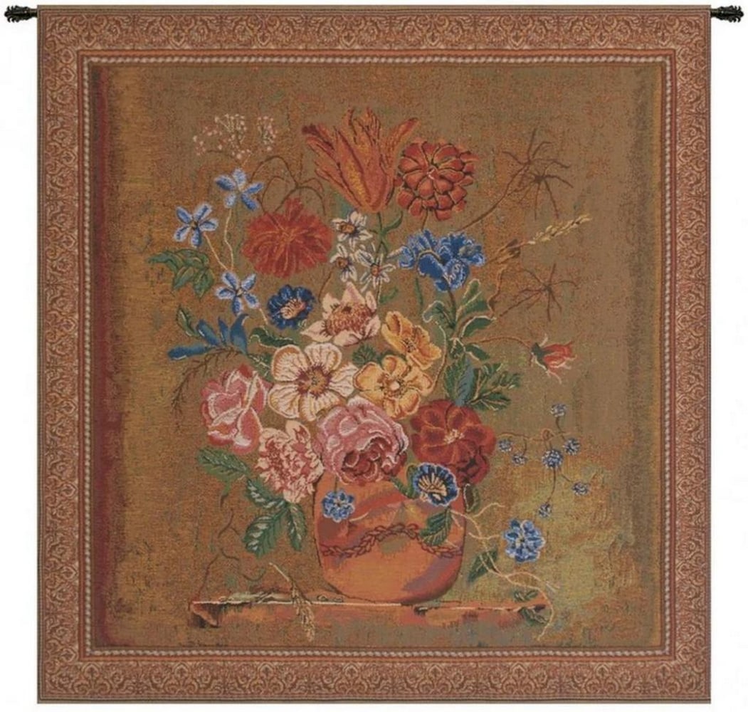 Blooming Vase: Verendael Terracotta Belgian Wall Tapestry (1 of 3)