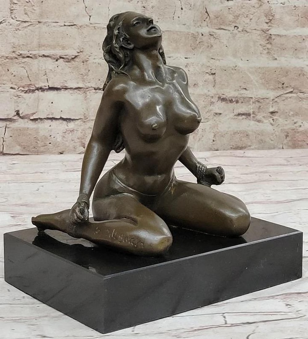 Sensual Temptation Signed Original Wicked Nude Bondage Girl Bronze Sculpture by Olaf - 9" x 7" (1 of 7)
