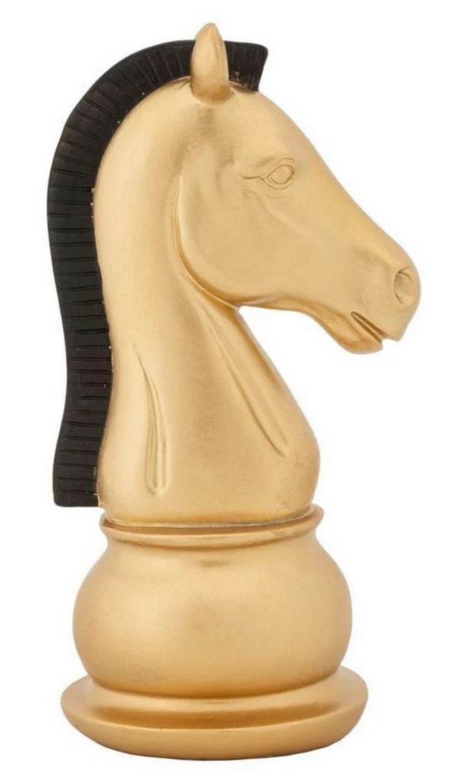 Gold & Black Horse Chess Figure Sculpture (1 of 6)