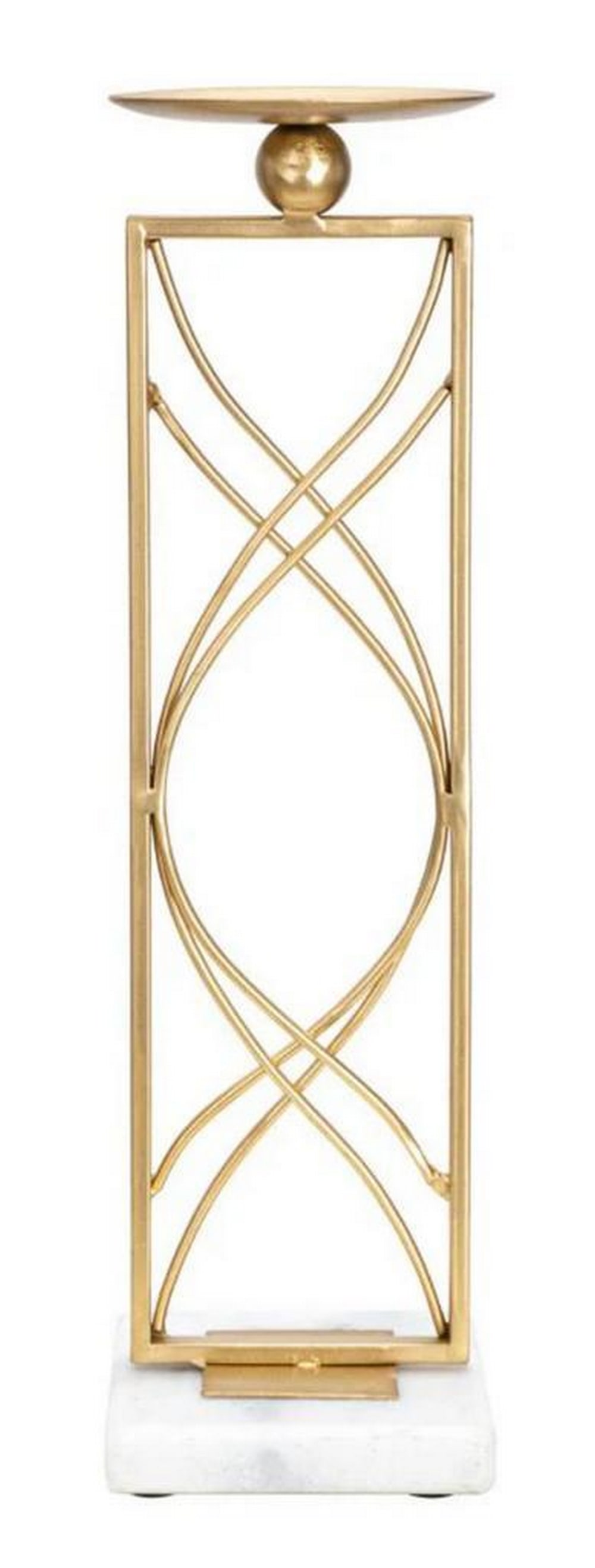 Golden Geometric Metal Candle Holder with White Marble Base (1 of 6)