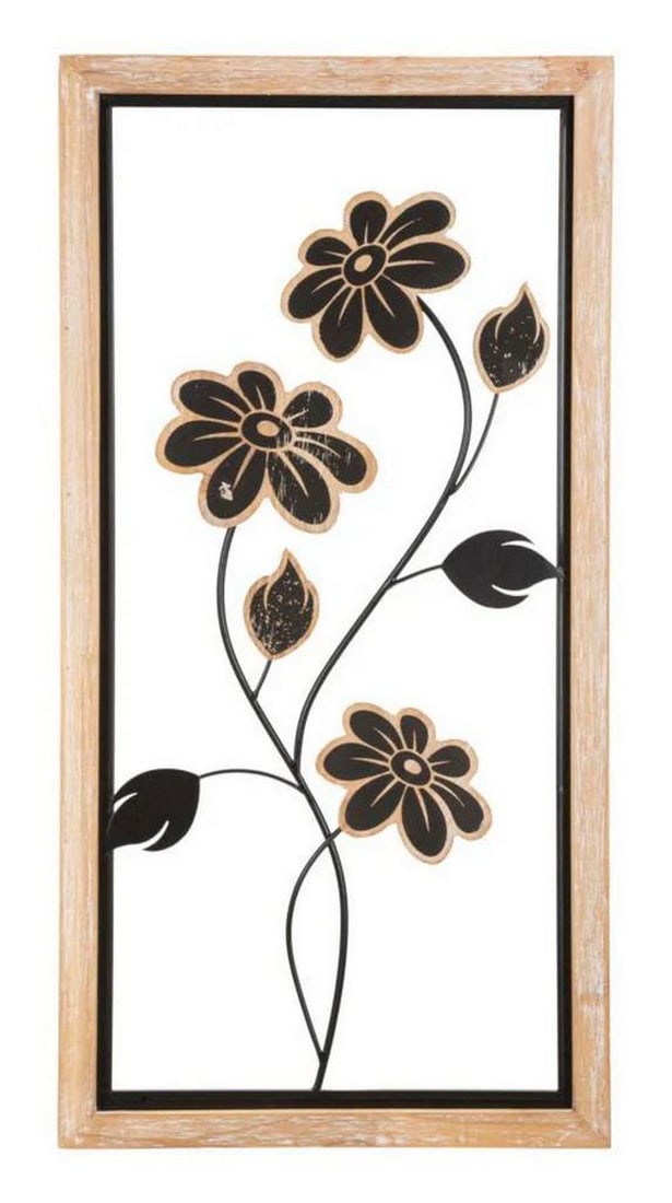 3D Metal and Wood Wall Panel with Elegant Floral Design (1 of 4)