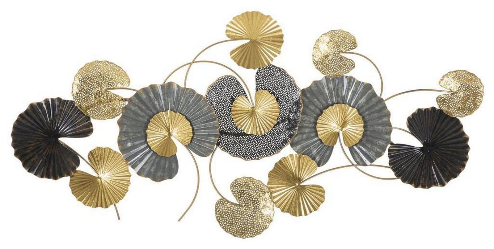 Leaf Bouquet Wall Decor in Gold and Black: Leaf Bouquet Wall Decor in Gold and Black This captivating 3D panel features designs that evoke the beauty of nature. Trendy geometric patterns, flowers, and animals add glamour and a surprising