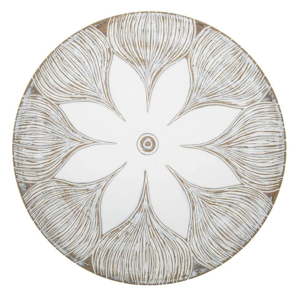 Decorative White Tray with Floral Design: Decorative White Tray with Floral Design Round storage plate adorned with intricate carvings forming a floral design. Explore Mauro Ferretti, the premier Italian brand for home enthusiasts. Renowned
