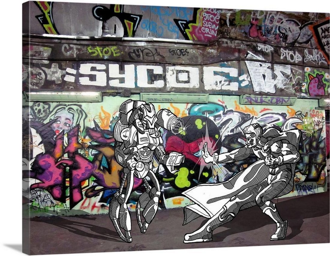 Pop Art Style 'Vic Tunnels' Canvas Print Wall Art: Pop Art Style 'Vic Tunnels' Canvas Print Wall Art Add a bold, urban edge to your space with this pop art-style Vic Tunnels canvas print. Featuring dynamic comic book-inspired graphics, strikin