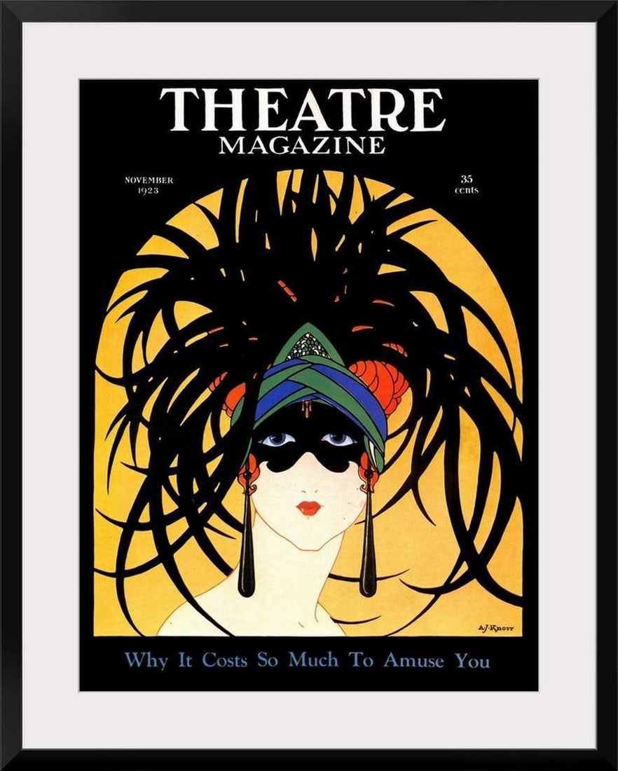 Framed Print Theatre Magazine, November 1923 Wall Art: Framed Print Theatre Magazine, November 1923 Wall Art A framed print of the November 1923 Theatre Magazine cover, featuring Art Deco style with dramatic masks, evoking the glamour of 1920s USA theater