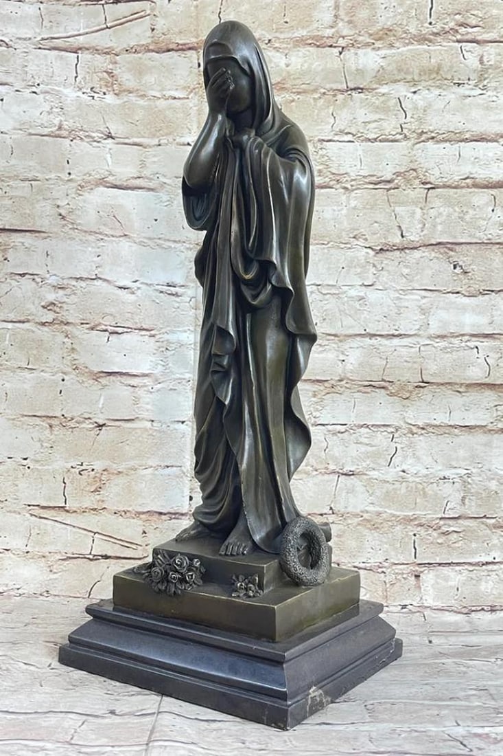 Virgin Mary Weeping Original Bronze Sculpture - 18" x 6" (1 of 6)