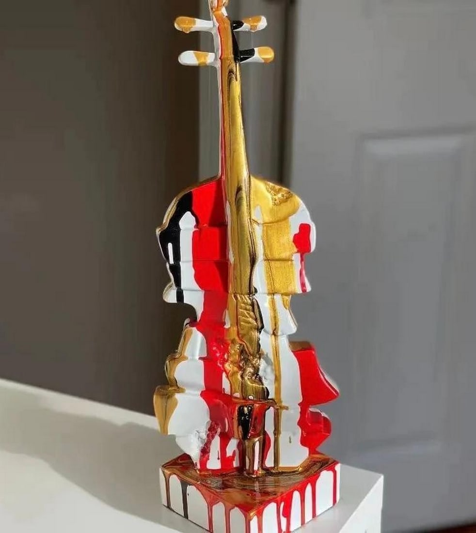 14.5" - Custom Retro Violin Grafitti Sculpture (1 of 2)