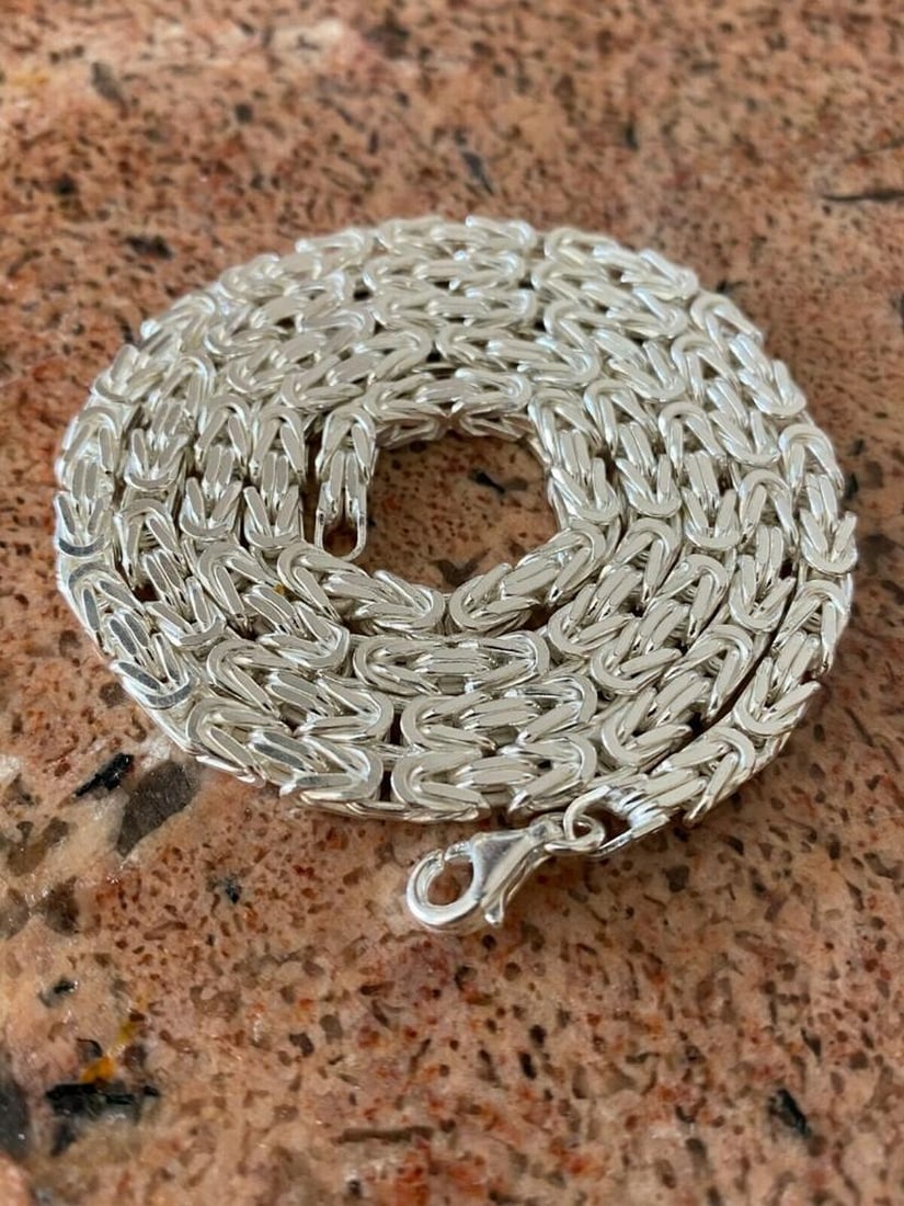 REAL Solid .925 Sterling Silver Byzantine Rope Chain: For auction is a gorgeous unique Men's Real Solid .925 Sterling Silver Byzantine Rope Necklace! Made of 100% stamped silver - this will not tarnish or wear! Country Manufacture:Italy Type:Chain