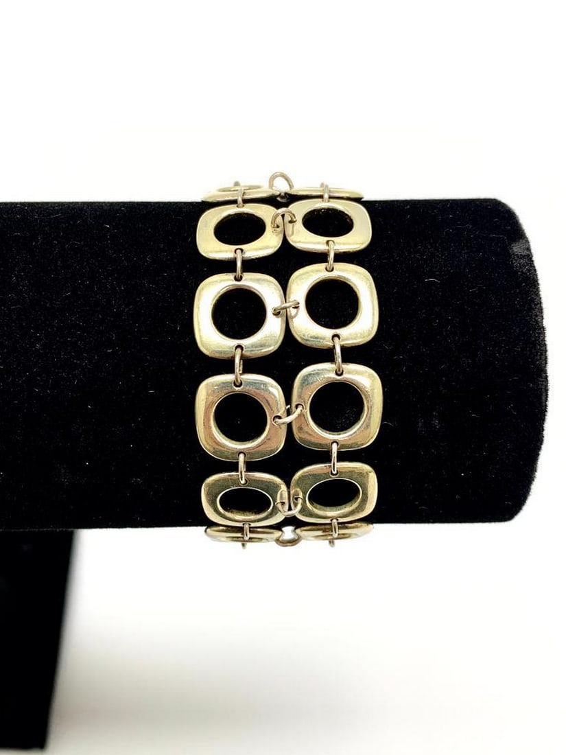 Tiffany & Co. Two Row Double Square Cushion Toggle Bracelet Sterling Silver 925 (1 of 3)