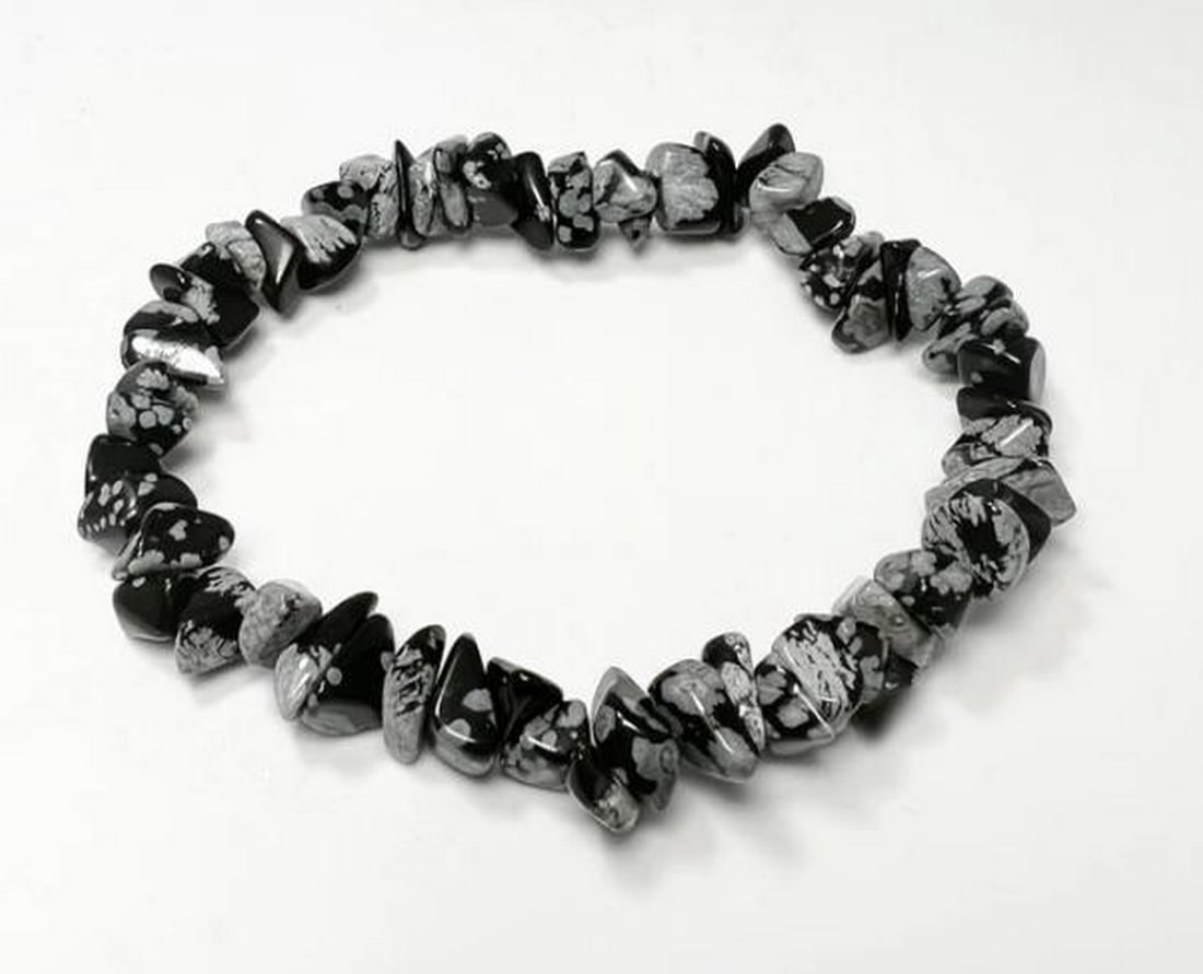 Snowflake Obsidian Chip Bead Bracelet - 3