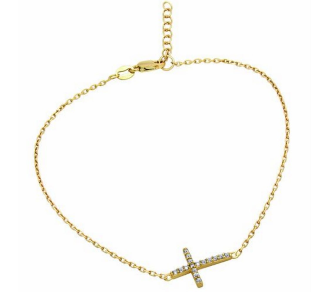 Gold Plated 925 Sterling Silver Anklet with Austrian Crystals (1 of 2)