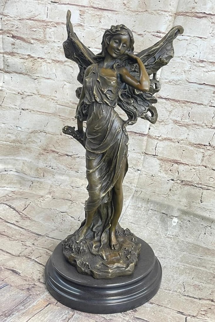 Fantasy Fairy Bronze Sculpture: Fantasy Fairy Bronze Sculpture Daydreamers will fall in love with this daydreaming fairy. Filled with youthful curiosity, she wanders around the mystical forest, her eyes taking in all the magic aroun