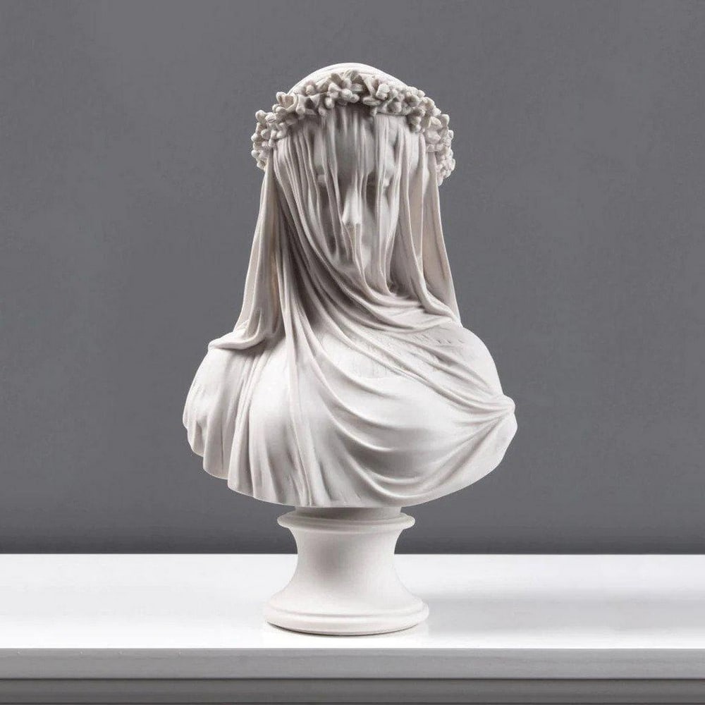Veiled Vestal' The Elegant Replica Bust Sculpture Inspired by Monti's 1875 Masterpiece - (15lbs): 'Veiled Vestal' The Elegant Replica Bust Sculpture Inspired by Monti's 1875 Masterpiece - (15lbs) Presenting the Veiled Lady Bust Sculpture, a meticulous recreation inspired by the antique