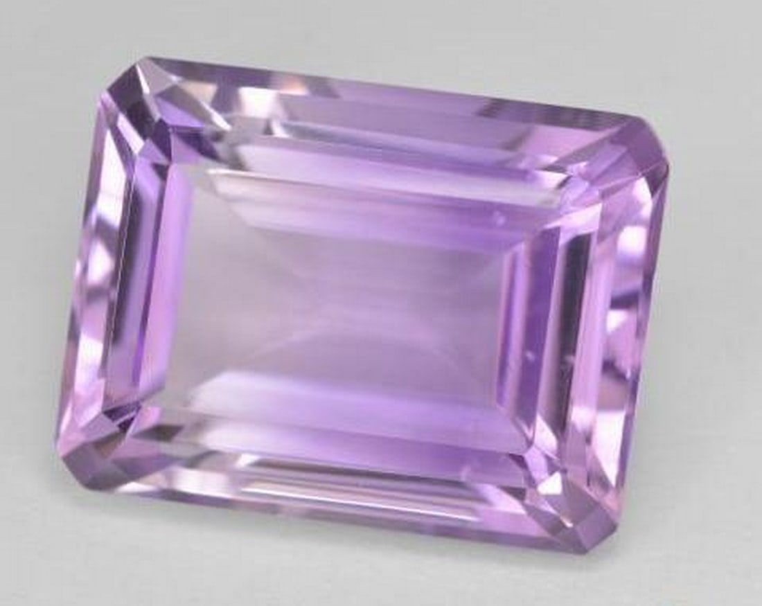18.1ct Octagon Step Cut Subtle Medium Violet Amethyst Gemstone - 2
