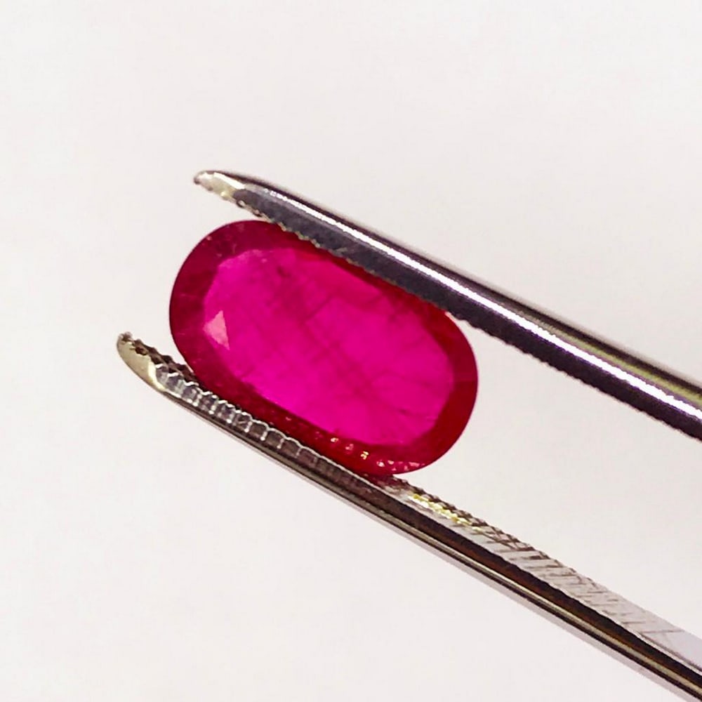 1.86ct Faceted Oval Ruby Gemstone: Faceted Oval Ruby Rubies are often associated with wealth and prosperity. Many ancient crowns were decorated with rubies, because they represented good fortune and courage. The ruby's deep red