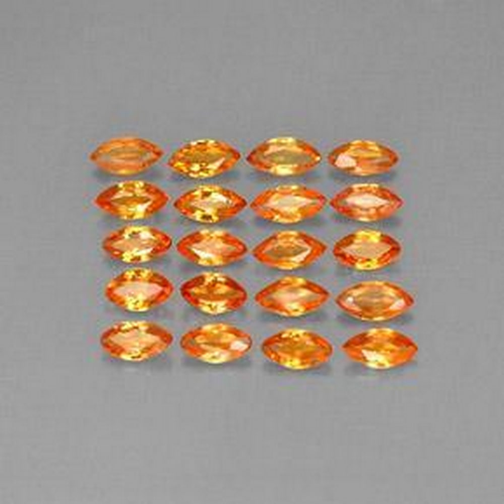 3.25ct Marquise Cut Fire Orange Sapphires: 3.25ct Marquise Cut Fire Orange Sapphires Lot Includes 20 Gems. Size: 4.8 x 2.5 x 1.7mm Total Carat Weight: 3.25ct Clarity: VVS-VS Treated: Heated Origin: Tanzania Please view photos fo