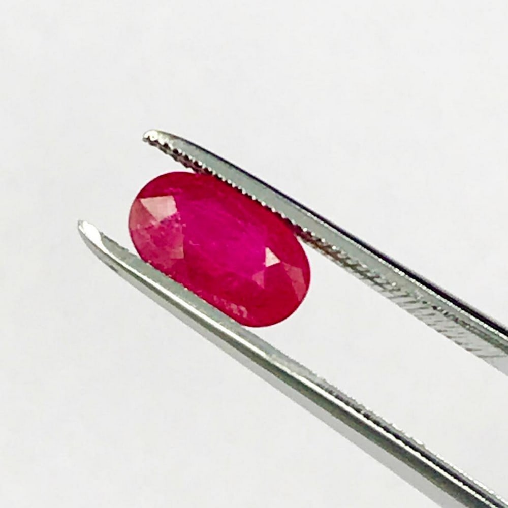 2.16ct Faceted Oval Ruby Gemstone: Faceted Oval Ruby Rubies are often associated with wealth and prosperity. Many ancient crowns were decorated with rubies, because they represented good fortune and courage. The ruby's deep red