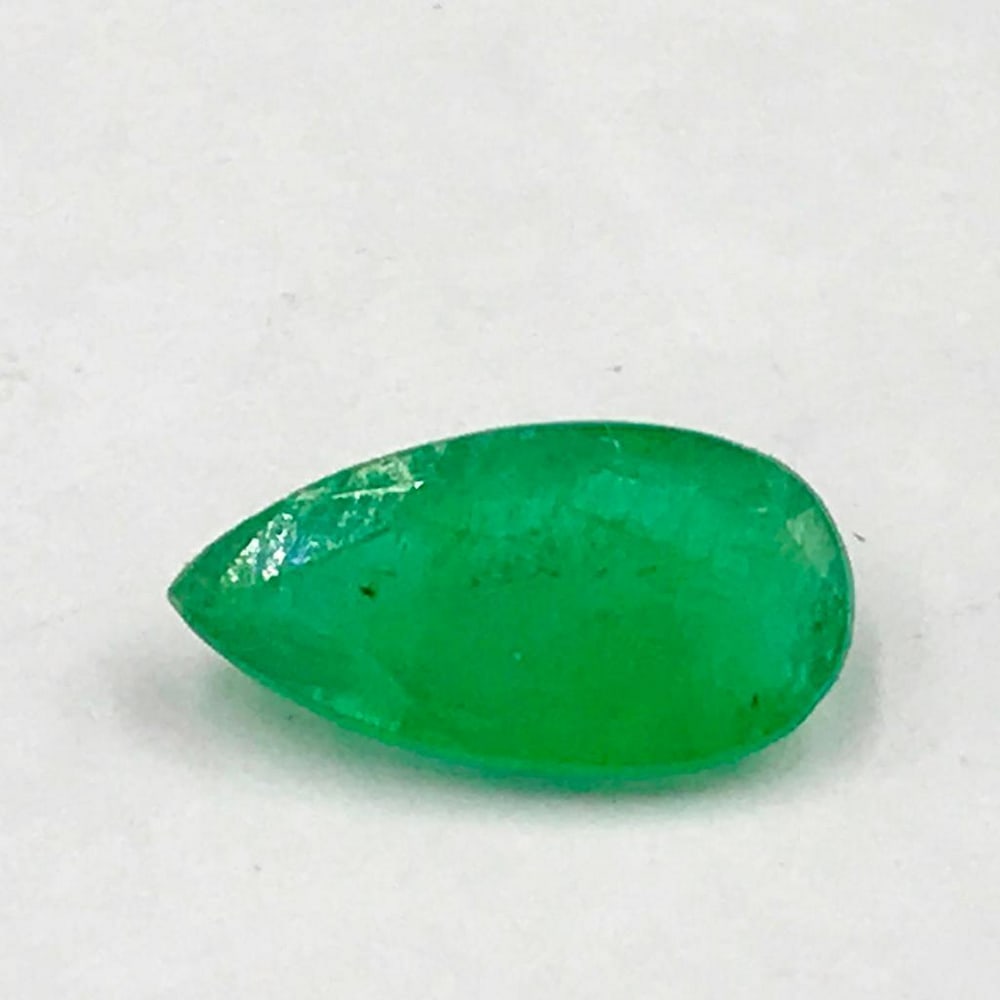 1.28ct Faceted Emerald Pear Gemsotne: Faceted Emerald Pear For many, emerald is considered to be the symbol of rebirth. It is also believed to represent good fortune, youth, balance, growth, peace, and foresight Size- 11x5.8 mm, Weight-
