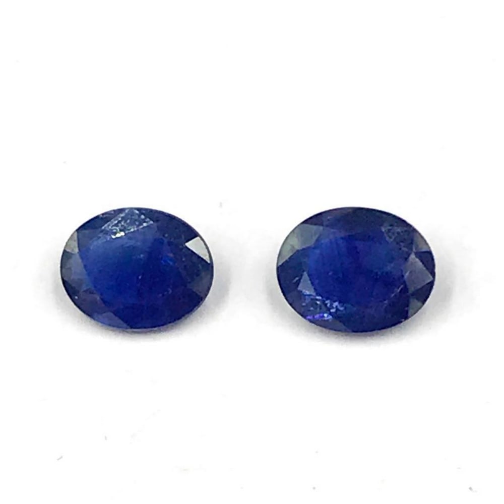 P3.78ct air of Dark Blue Faceted Sapphire Ovals Gemstones (1 of 1)