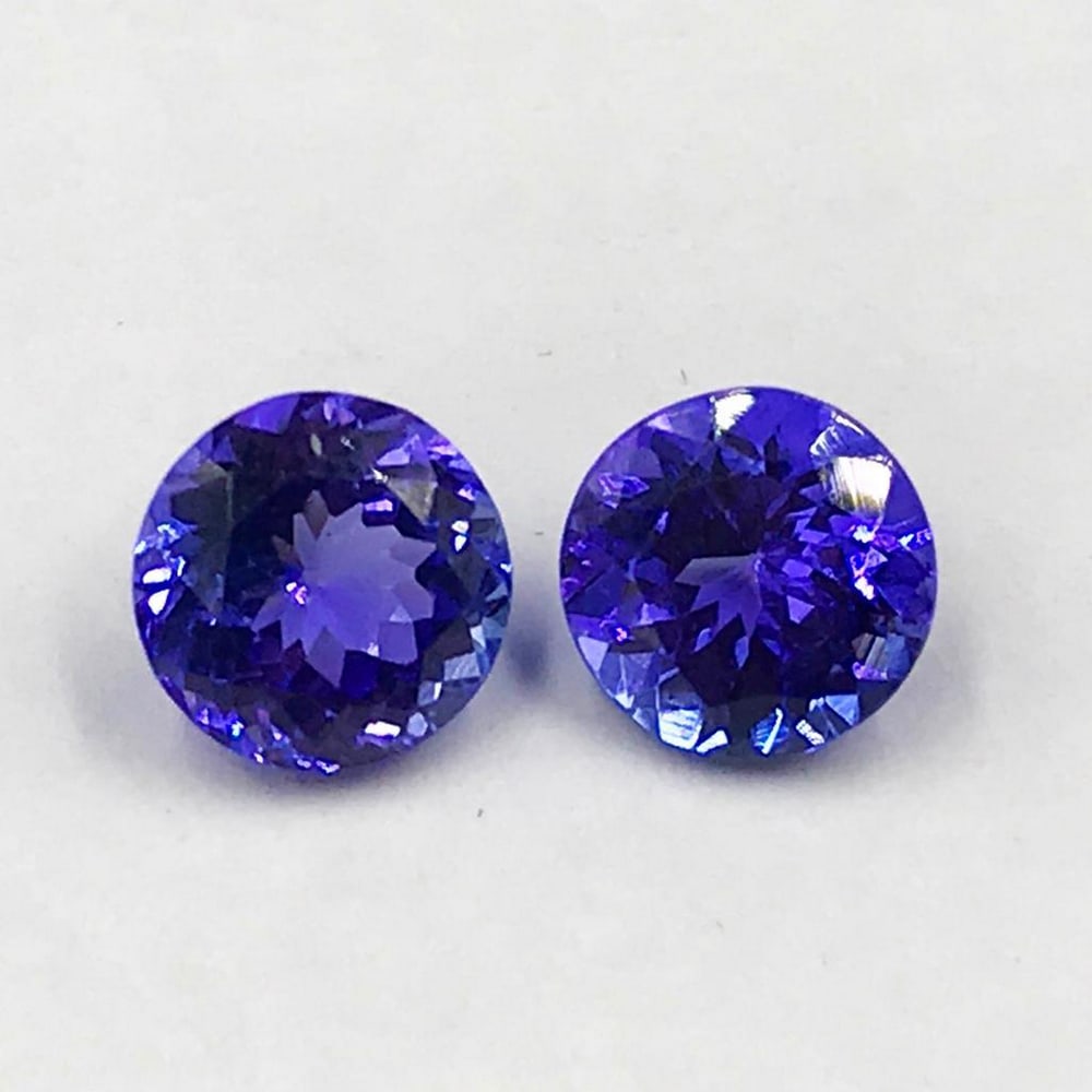 2.39ct Pair of Faceted Tanzanite Round Gemstones: Pair of Faceted Tanzanite Rounds Tanzanite gems are believed to represent heart and intellect combined with intuition and purity. These stones are used as symbols of dignity, truth, judgement and