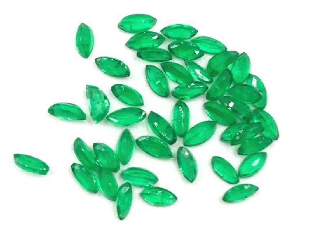 1.46ctForty Four Faceted Emerald Marquise Gemstones: Forty Four Faceted Emerald Marquise's For many, emerald is considered to be the symbol of rebirth. It is also believed to represent good fortune, youth, balance, growth, peace, and foresight