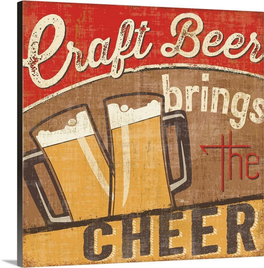 Vintage Style Brewery Canvas Reproduction: Vintage Style Brewery Canvas Reproduction Contemporary wall art featuring a stylized design inspired by craft beer. The composition highlights bold lettering and rustic textures, evoking the look of