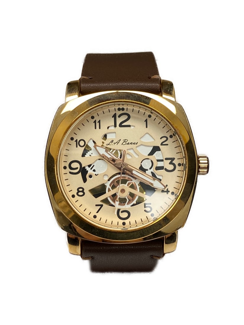 Mens L.A Banus Rose Gold Gloss Finish & Genuine Leather Band Watch (1 of 3)
