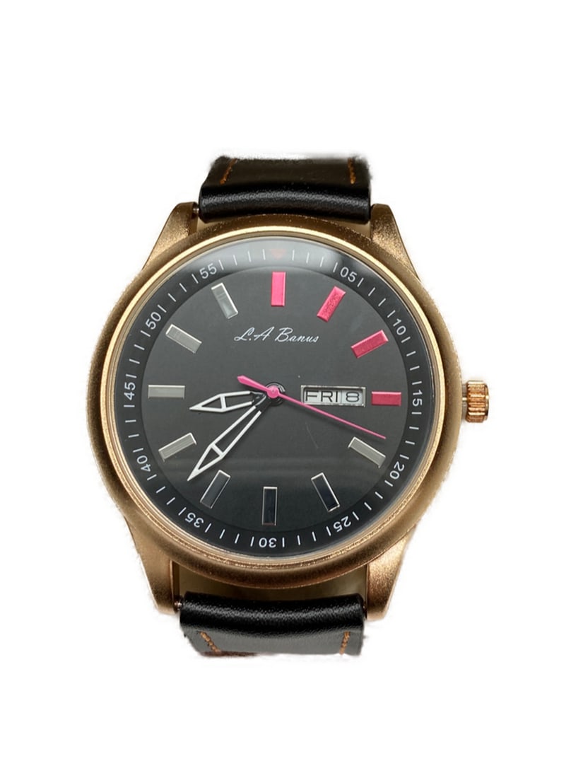 Womens L.A. Banus Matte Black Dial Genuine Leather Band Watch (1 of 3)