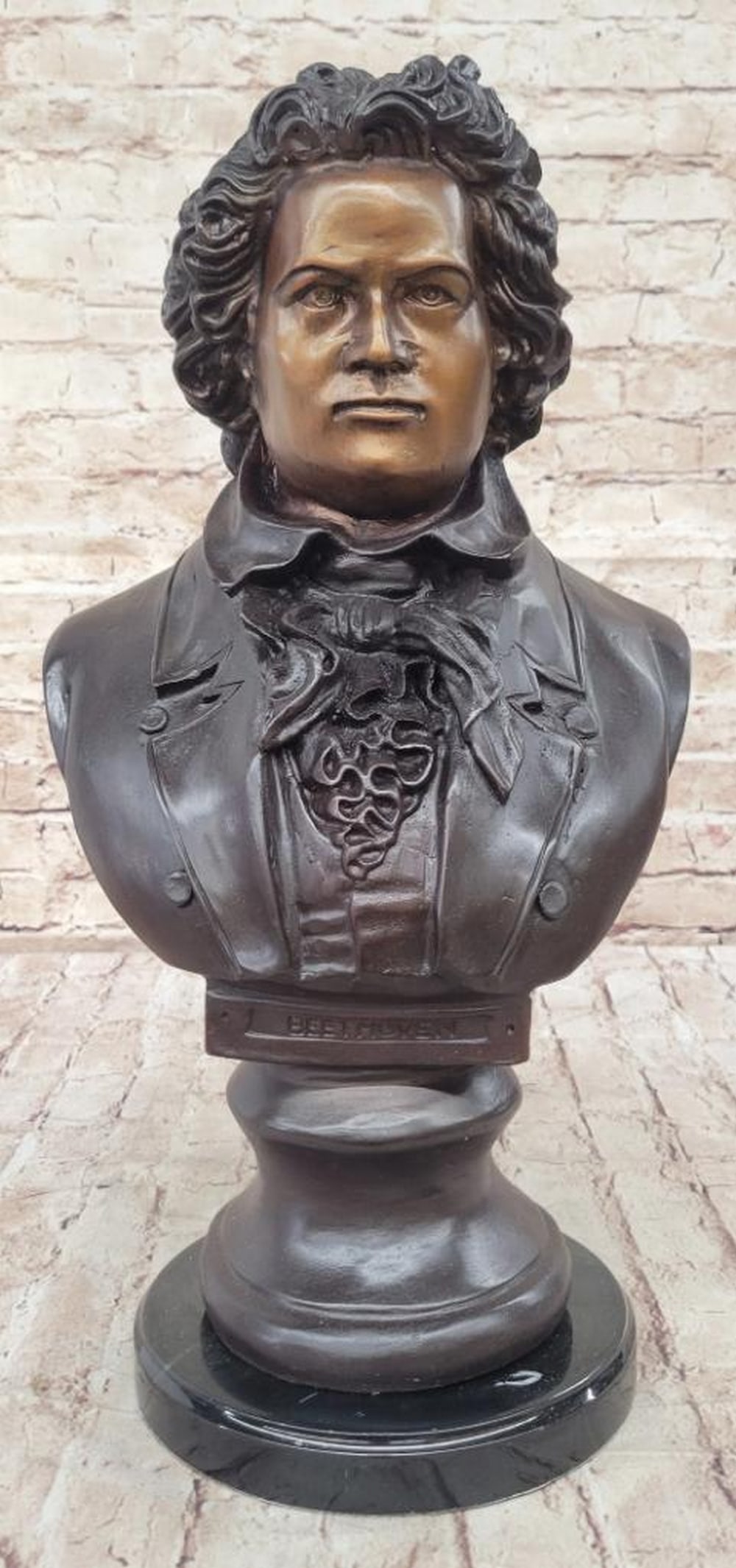 Limited Edition Beethoven Bust Bronze Sculpture by Thomas - 18" x 19": Limited Edition Beethoven Bust Bronze Sculpture by Thomas - 18" x 19" This limited edition bronze bust of Ludwig van Beethoven, signed and numbered by the artist Thomas, is a masterful tribute