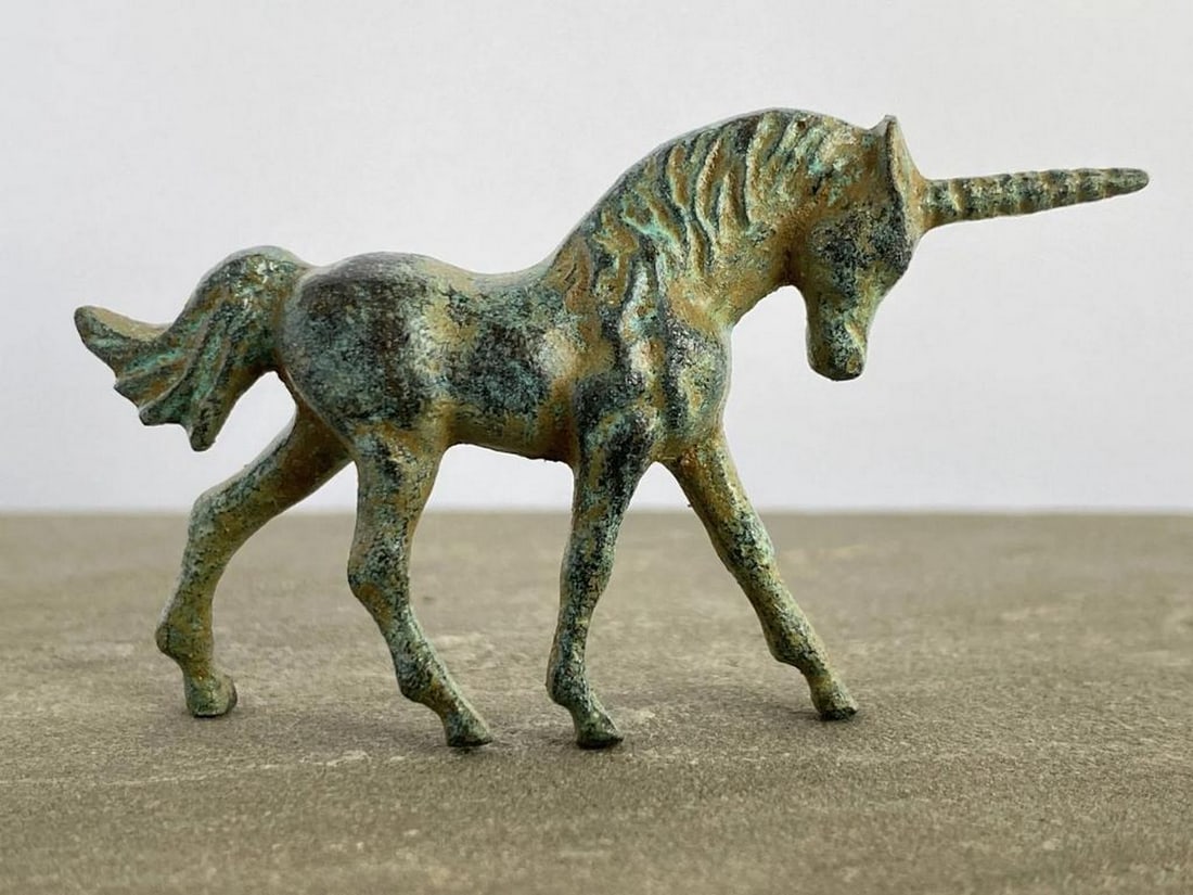 Aged Copper Standing Unicorn Statuette - (0.9lbs) (1 of 4)