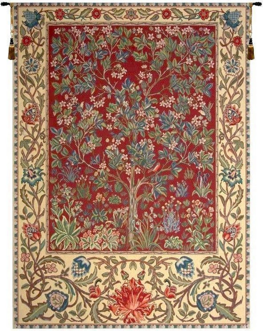 Tree of Life Red – William Morris Inspired Belgian Wall Tapestry (1 of 4)