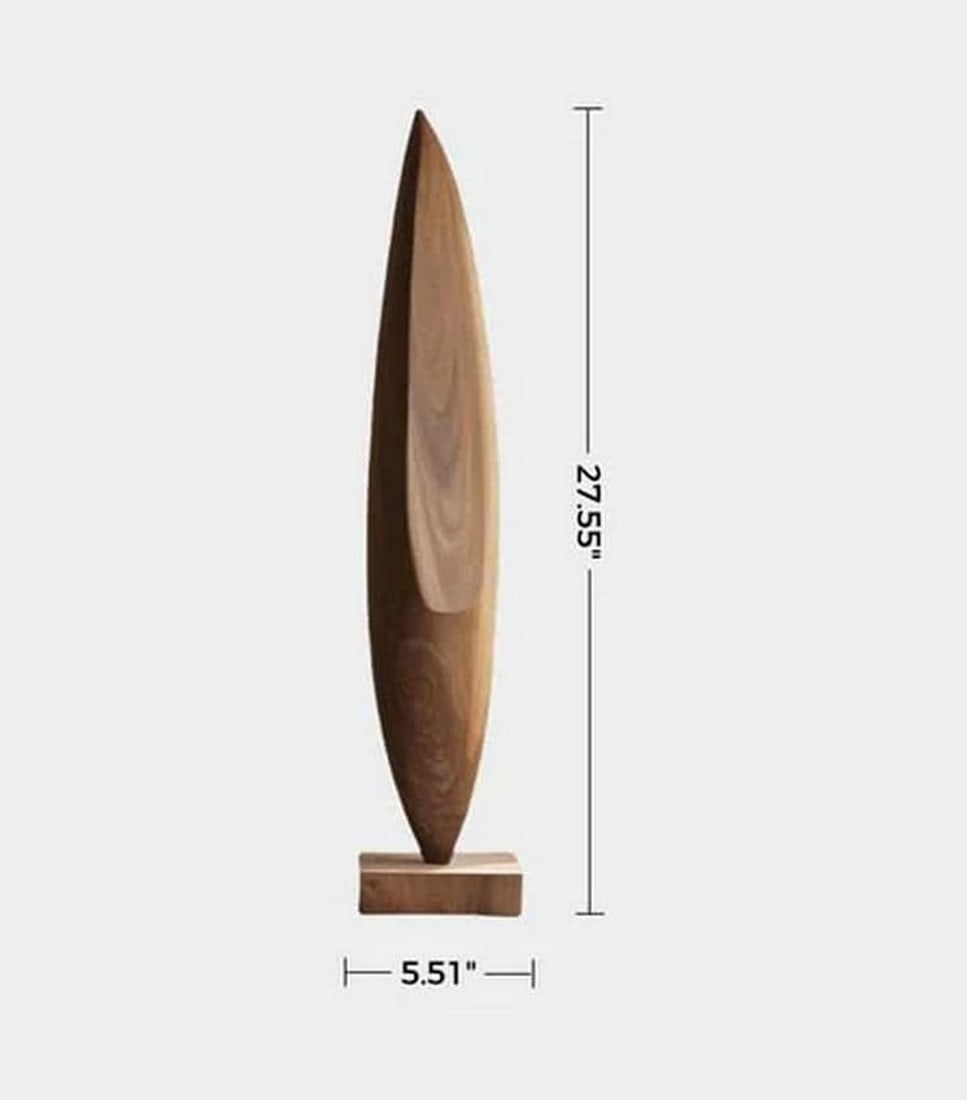Carved Abstract Wooden Form on Rectangular Base - 3