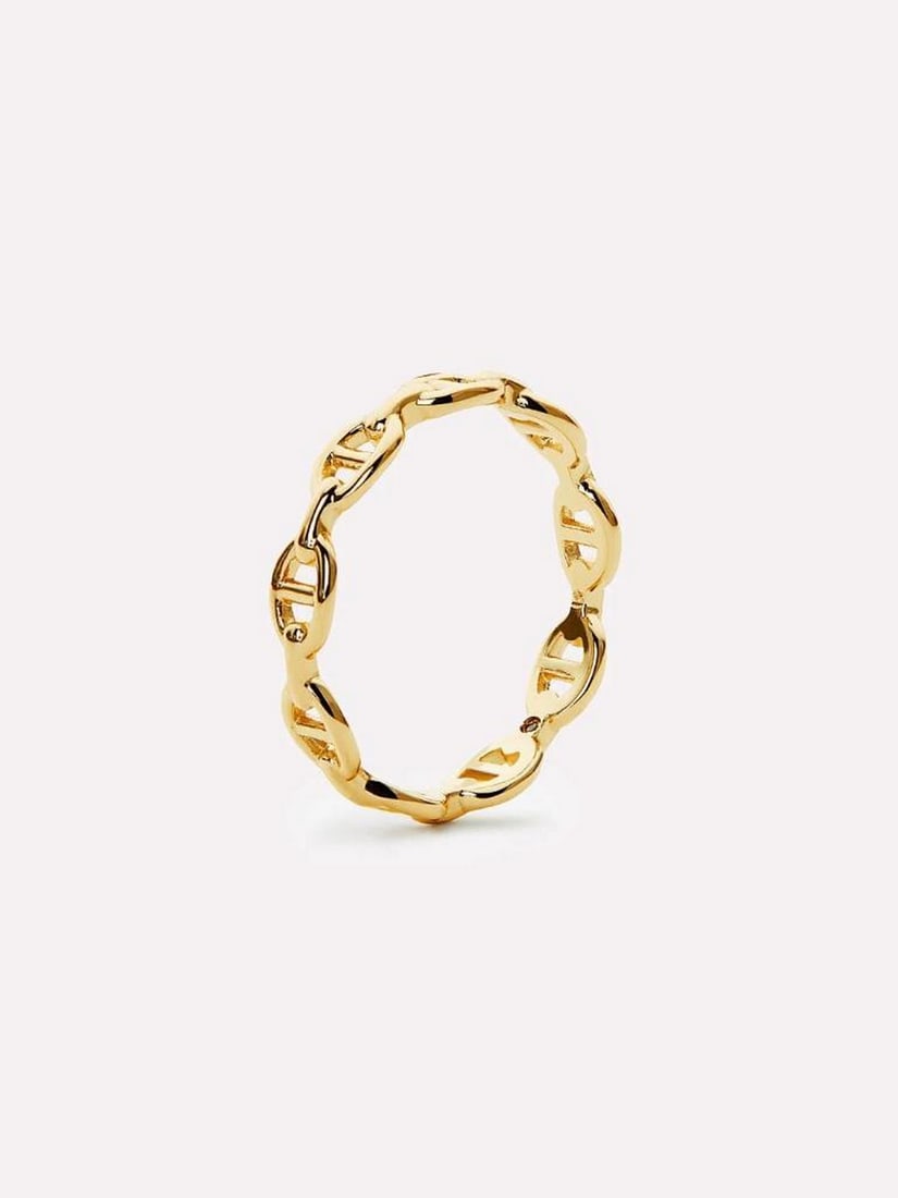 14K Gold-Dipped Anchor Chain Link Ring: 14K Gold-Dipped Anchor Chain Link Ring Meet your new standout stack essential. This anchor chain ring is artfully crafted with a modern silhouette and dipped in 14K gold for a sleek, polished finish