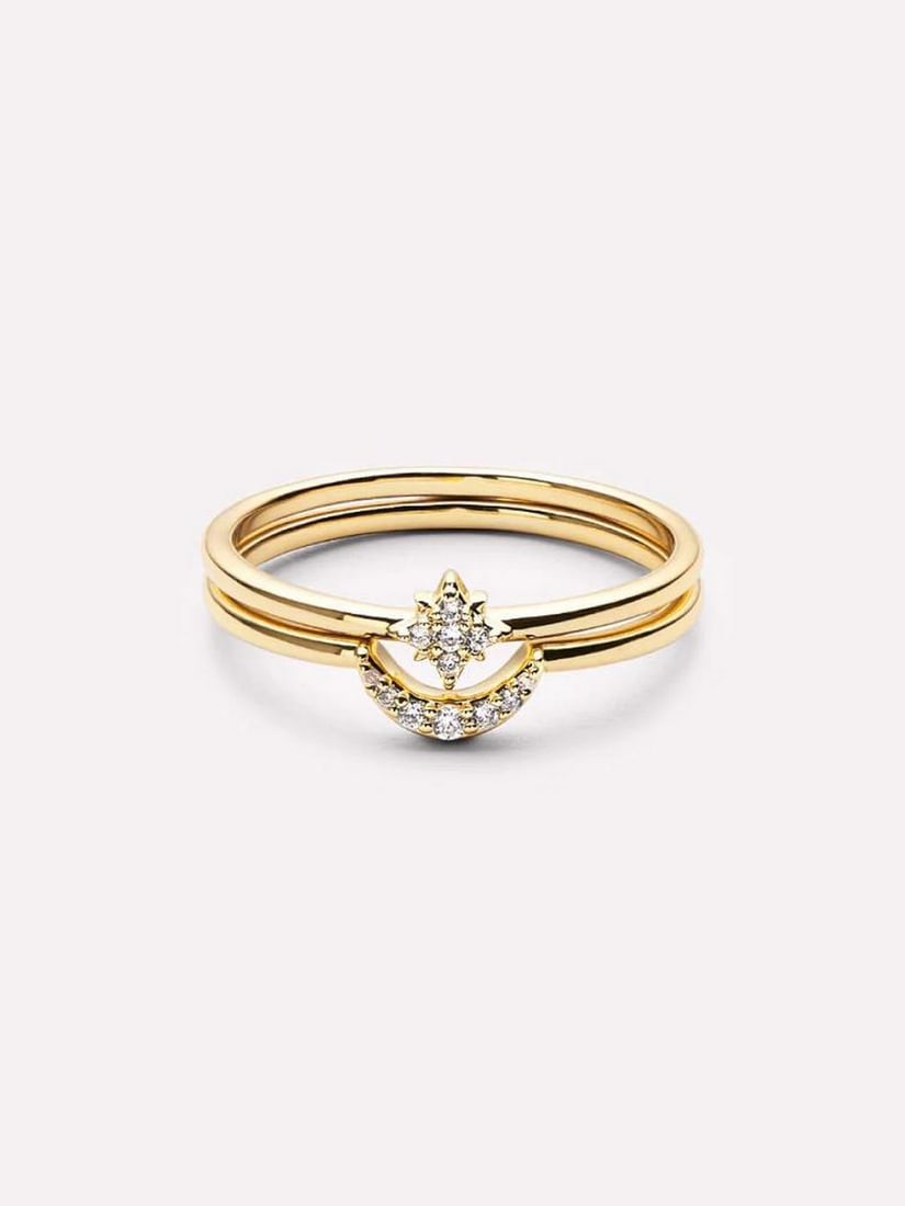 14K Gold-Dipped Cubic Zirconia Ring Set: 14K Gold-Dipped Cubic Zirconia Ring Set This dazzling ring set is designed to elevate any stack with brilliant sparkle and effortless versatility. Featuring shimmering cubic zirconia gemstones and