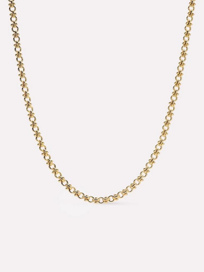 14K Gold-Dipped Chunky Statement Chain Necklace: 14K Gold-Dipped Chunky Statement Chain Necklace Make a striking impression with this thick gold chain necklace crafted to stand out. Dipped in 14k gold, it features a substantial, polished silhouette 