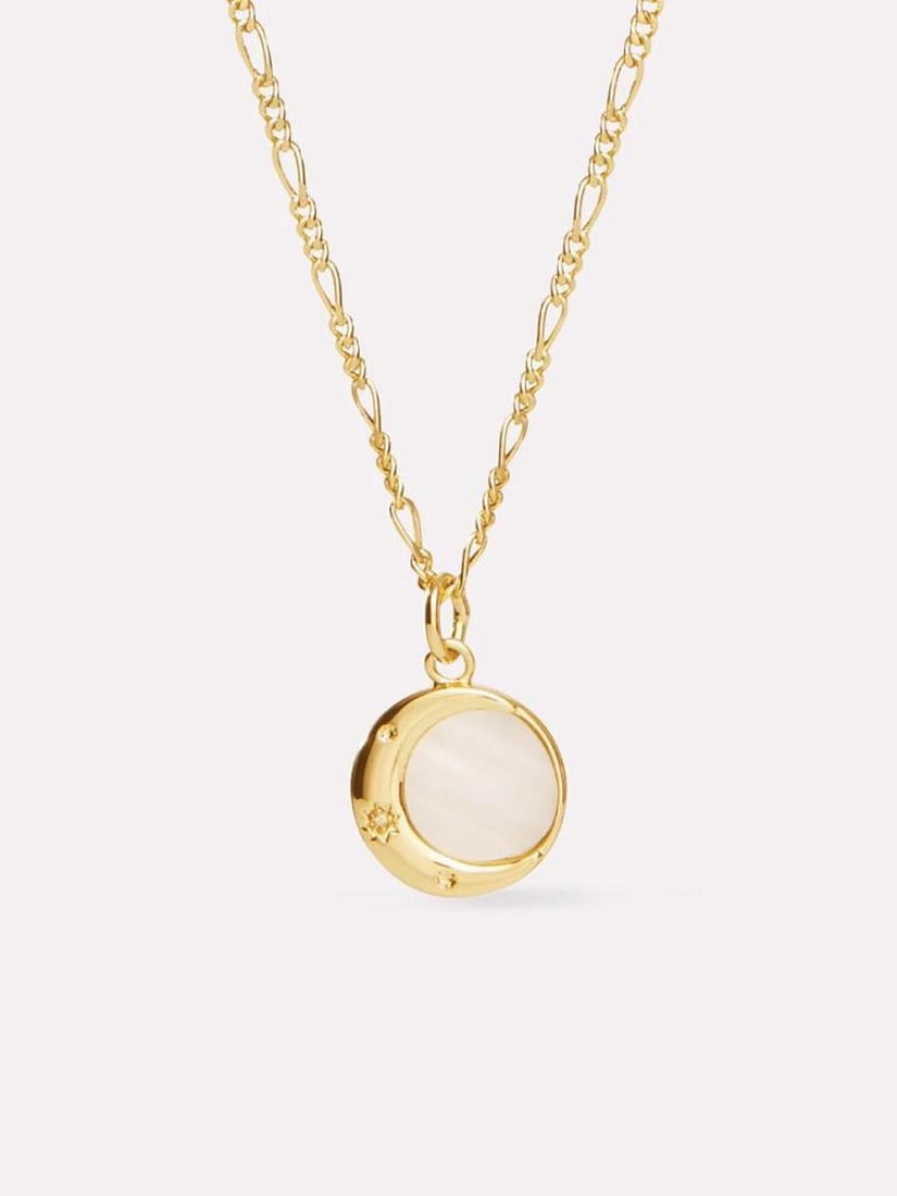 14K Gold-Dipped Crescent Moon Mother-of-Pearl Pendant Necklace (1 of 3)