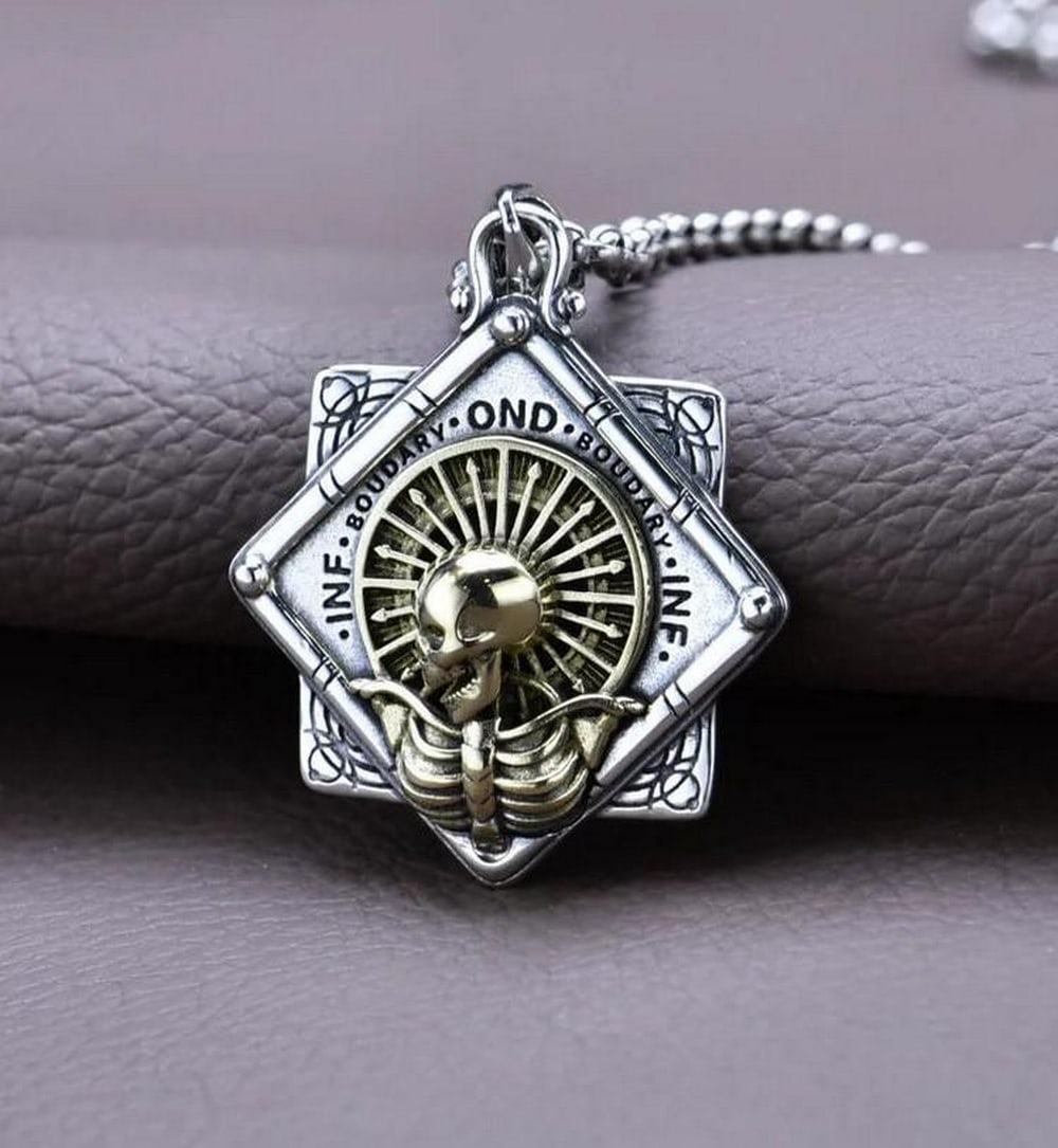 Skeleton of Holy Light Necklace: Skeleton of Holy Light Necklace Handcrafted in Mongolia, the Skeleton of Holy Light Necklace channels divine symbolism through a pendant shaped like the delicate bones of a celestial figure. Every