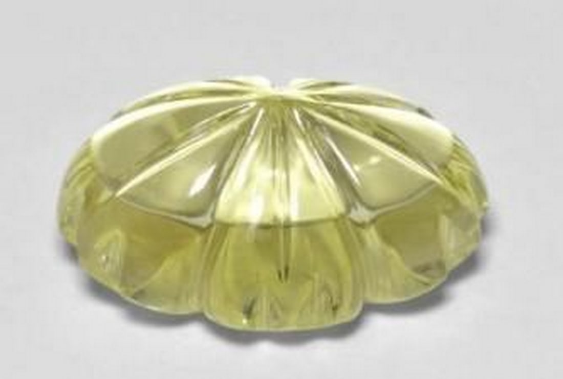 6.51ct Greenish Yellow Quartz Intricate Flower Cut Gemstone (1 of 2)