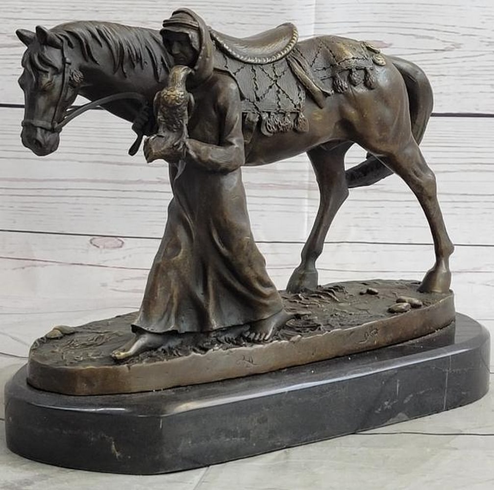 Man with Falcon and Horse Bronze Sculpture (1 of 8)