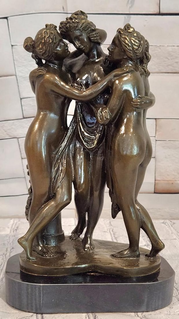 Milo Leda and the Swan Original Bronze Sculpture - 12" x 6": Milo Leda and the Swan Original Bronze Sculpture - 12" x 6" This bronze sculpture depicts the classical myth of Leda and the Swan, presented in a balanced and flowing composition. The figures 