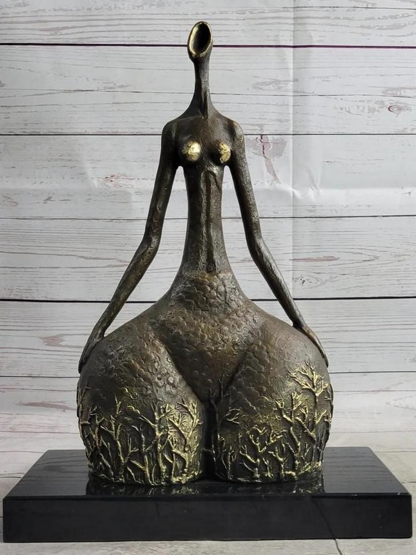 Curvy Wide Waist Female Abstract Fernando Botero Inspired Bronze Sculpture - 15" x 11": Curvy Wide Waist Female Abstract Fernando Botero Inspired Bronze Sculpture - 15" x 11" Unveil the allure of "Curvy Wide Waist Female," a 100% bronze abstract sculpture inspired by the 