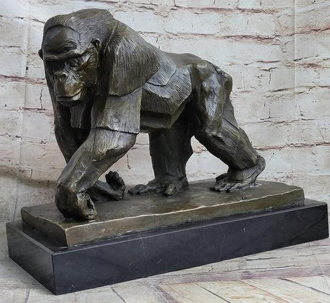 Majestic Gorilla Silverback Inspired Bronze Sculpture by VOBISOVA on Marble Base - 11" x 13": Majestic Gorilla Silverback Inspired Bronze Sculpture by VOBISOVA on Marble Base - 11" x 13" Immerse yourself in the awe-inspiring beauty of the "Tranquil Majesty" bronze sculpture, a 