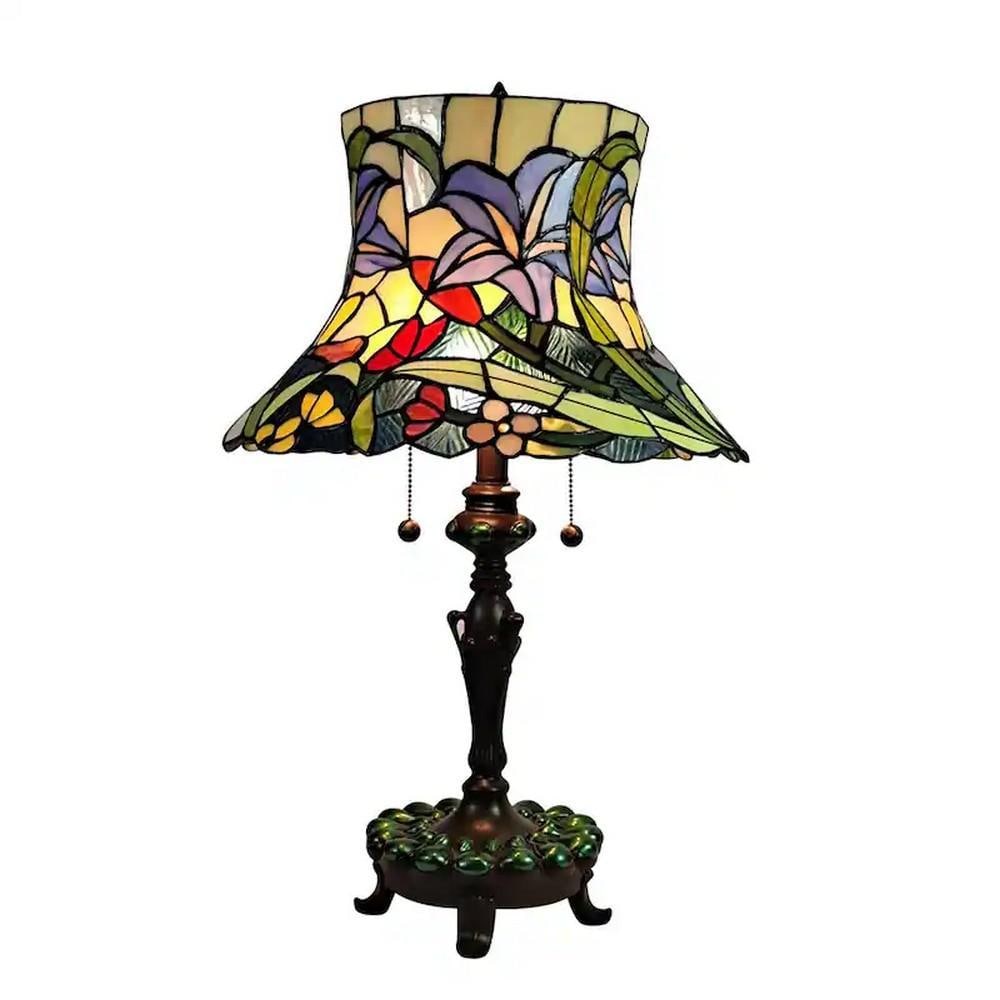 Entrada Floral Tiffany-Style Table Lamp: Entrada Floral Tiffany-Style Table Lamp Louis Comfort Tiffany's admiration for nature is beautifully captured in the charming floral motif of the Entrada table lamp. The creamy beige art glass pro