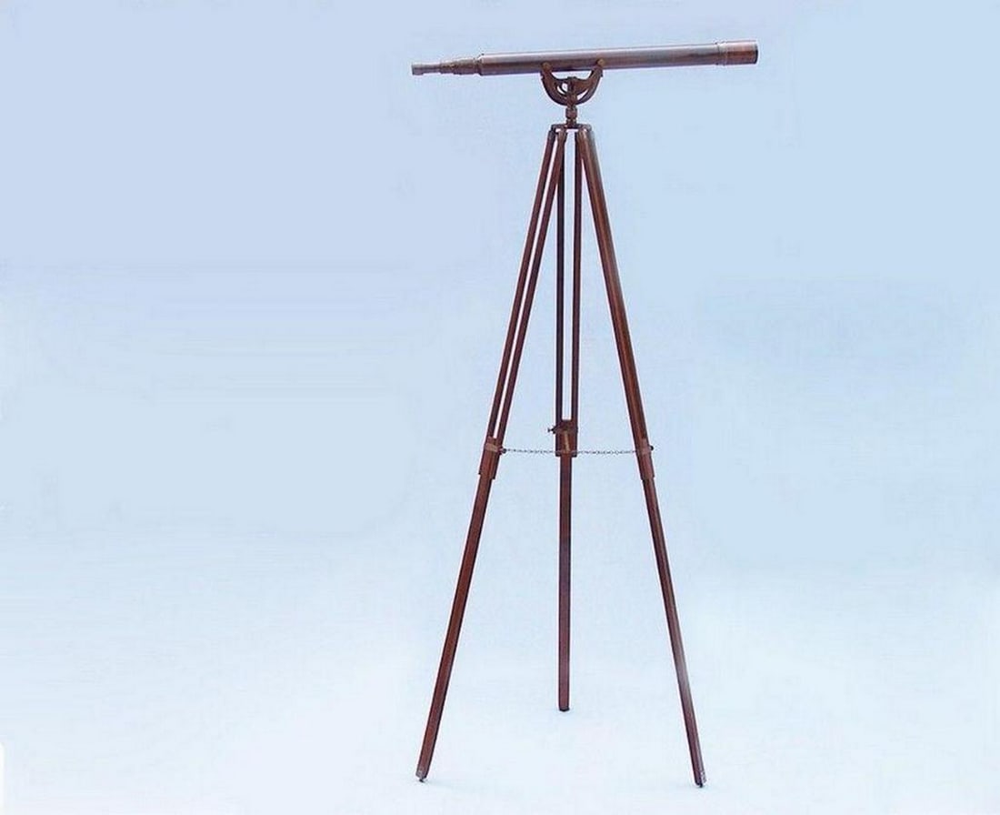 Antique Copper Anchormaster Telescope 65" Floor-Standing Design: Antique Copper Anchormaster Telescope 65" Floor-Standing Design Introducing the 65" Floor Standing Antique Copper Anchormaster Telescope, a captivating piece with a 100% antique finish in co
