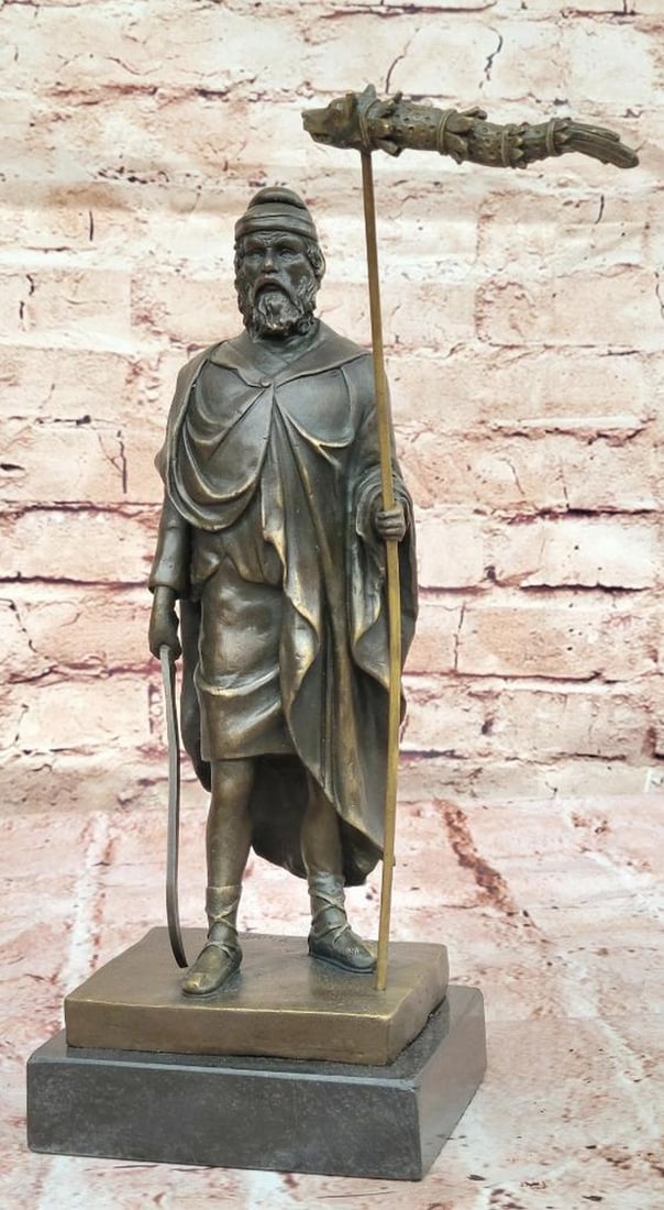 Dacian Warrior with Dragon Staff Bronze Sculpture on Marble Base - 11.5" x 6.5" (1 of 6)