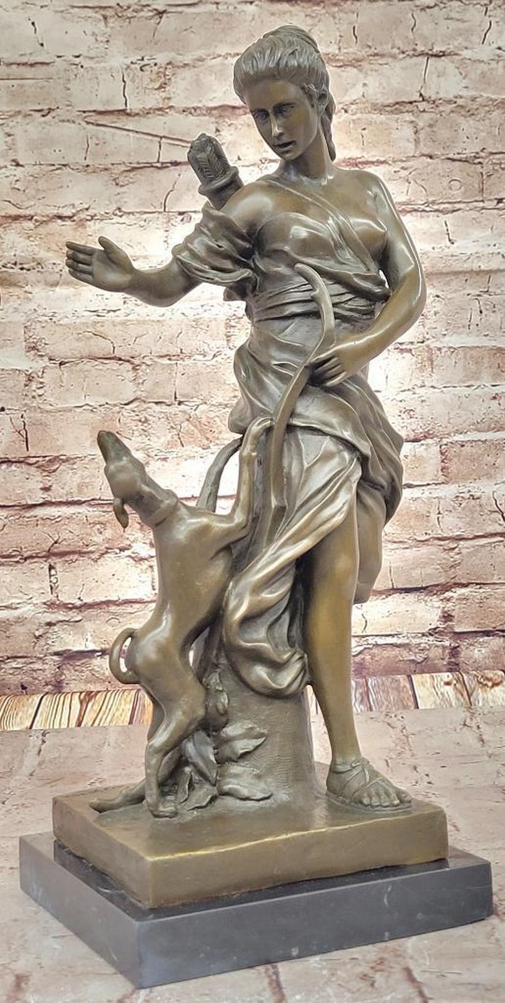 Artemis, Goddess of the Hunt Bronze Inspired Sculpture by A. Coysevox - 18.5" x 8": Artemis, Goddess of the Hunt Bronze Inspired Sculpture by A. Coysevox - 18.5" x 8" This stunning bronze sculpture of Artemis, the Goddess of the Hunt, captures the strength, grace, and indepen